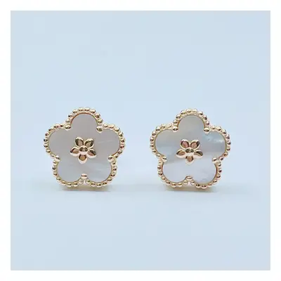 Models In Plum Blossom Earrings S925 Full Body Sterling Silver Rose Fritillaria Inlaid Jewelry H