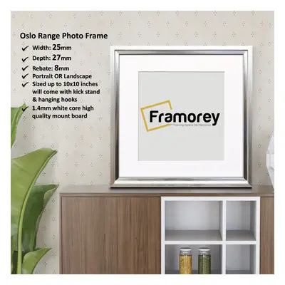 (Silver With White Mount, 60x60CM Pic (70x70CM Frame)) Oslo Style Silver Photo Frame / Square Si