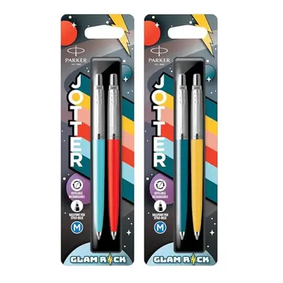 Jotter Originals Ballpoint Pens | Pack of | Glam Rock Collection | Azure Blue, Vermilion, Peacoc