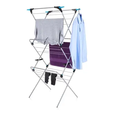 Minky Tier Folding Clothes Airer 21M Drying Space Holds Hangers