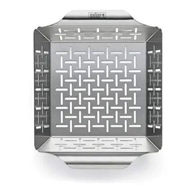 Weber Deluxe Grilling Basket, Small, stainless steel with high sides, Mixed, 6.4 cm x 23.9 cm x 