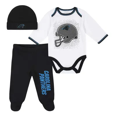 Gerber NFL Carolina Panthers Pack Bodysuit Footed Pant and Cap Registry Gift Set black/white Car