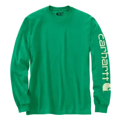 Carhartt Men's Big & Tall Loose Fit Heavyweight Long Logo Sleeve Graphic T-Shirt Malachite