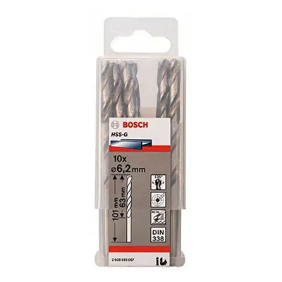 Bosch Din338 HSS-G Metal Drill Bit, 6.2mm x 63mm x 101mm, Silver