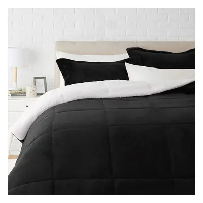 Amazon Basics Piece Bedding Set, Micromink Sherpa, Ultra-Soft, Warm All Season Comforter, King, 