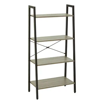 Premier Housewares Bradbury Four Tier Grey Oak Veneer Ladder Shelf Unit