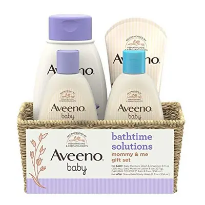 Aveeno Baby Mommy & Me Daily Bathtime Gift Set including Baby Wash & Shampoo, Calming Baby Bath 