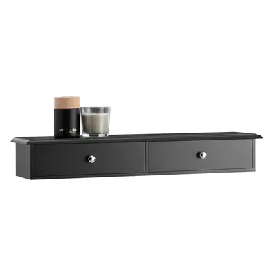 SoBuy FRG43-SCH, Wall Shelf Floating Shelf with Drawers, Black