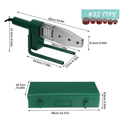 (32 Type) 220V Slots Electric Pipe Welding Machine Heating Tool Head Set For PPR PB PE Plastic