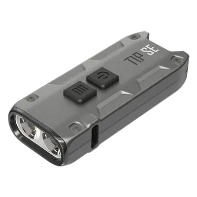 (Silver) 700LM Dual Light LED Keychain Flashlight Type-C Rechargeable QC Every Day Carry Mini To