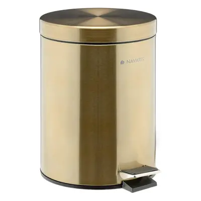 Gold Pedal Trash Can (5 Liter) - 5L Bathroom Trash Can with Lid and Removable Inner Bin - Metall