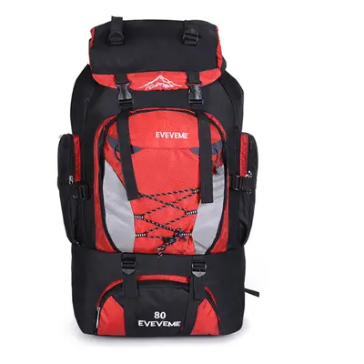 (Red) 80L Waterproof Tactical Bag Backpack Outdoor Camping Traveling Rucksack Luggage Bag