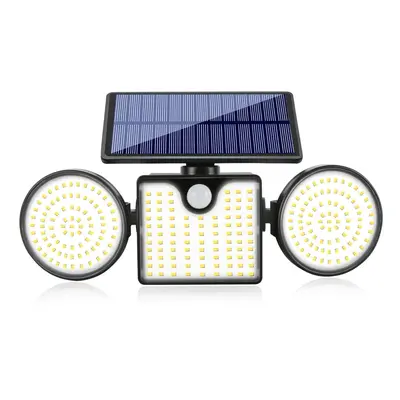 260LED Solar Wall Light Outdoor Courtyard Motion Sensor Security Lamp Round Three-head Spotlight