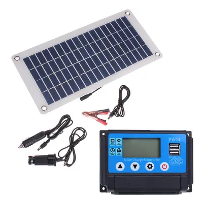 (30A) 50W Dual USB 12V/5V Solar Panel with Car Charger 10/20/30/40/50A USB Solar Charger Control