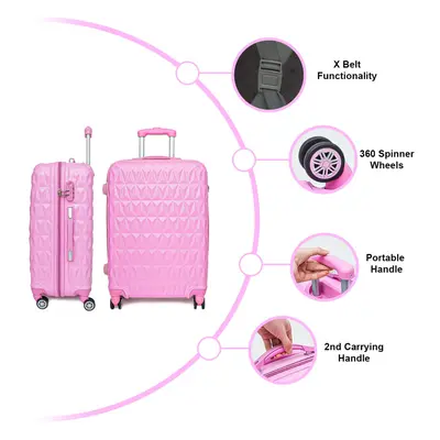 (PINK) Hard Shell Suitcase Spinner Wheels ABS Trolley