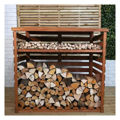 122cm x 122cm Large Wooden Outdoor Garden Patio Log Store Shed with Shelf