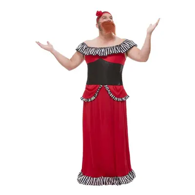 (L, Red) Smiffys Mens Bearded Lady Costume Set