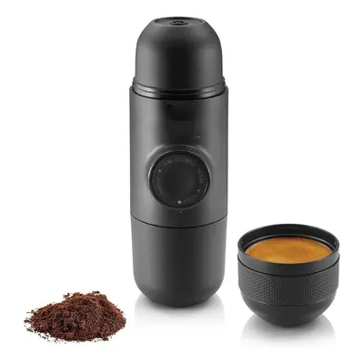 (Black) Portable Espresso Machine, Compatible Ground Coffee, Small Travel Coffee Maker, Manually