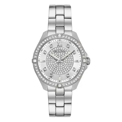 Bulova Ladies' Classic Crystal Stainless Steel 2-Hand Quartz Watch Pave Dial Style: 96L236