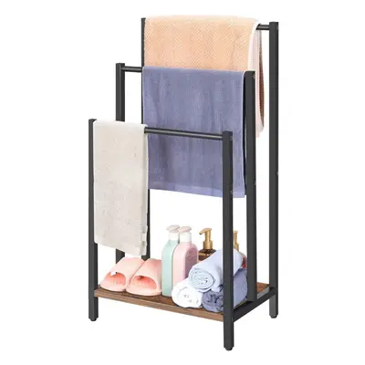 (Brown) Tier Freestanding Towel Rack, Towel Bar Metal Ladder Towel Rack Drying Rack with Towel B