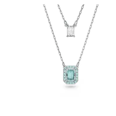 Swarovski Millenia Layered Octagon Cut Blue Rhodium Plated Necklace