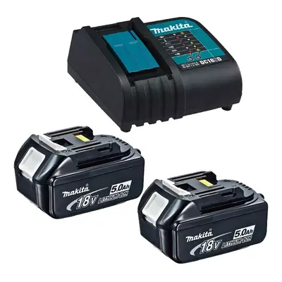 2 x Genuine Makita 18V 5.0Ah LXT Lithium Battery BL1850 + DC18SD 240v Charger