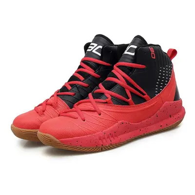 (black,red, 38) Men&apos;s/women&apos;s High-top Fashion Basketball Shoes Non-slip Wear-resistan