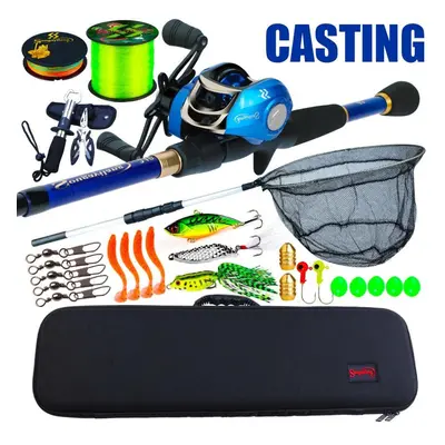 (blue, Casting2.4M&Left Hand) Sougayilang Fsihing Rods And Reels Combotravel Telescopic Spinning