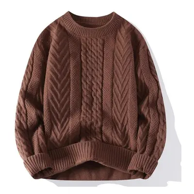 (tan, L) Autumn And Winter Half High Neck Sweater Men&apos;s Trend Thickened Warm Casual Versati