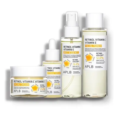 Aplb Retinol Vitamin C Vitamin E Set: Facial Cream + Ampoule Serum + Mist Essence + Facial Toner