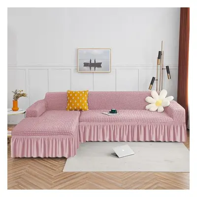 (pink, Part BB 175-210cm) Seekers Skirt Sofa Cover -shaped Plain Striped Pattern Sofa Cover Livi