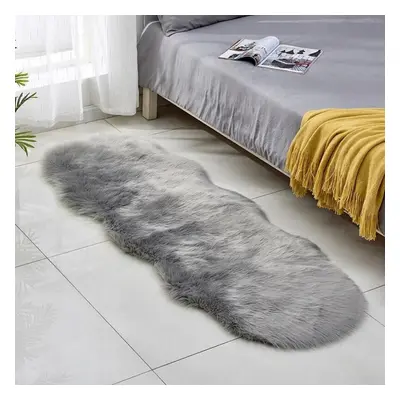 (light grey, 60x160cm) Irregular Long Soft White Faux Sheepskin Fur Area Rugs Kids Livingroom Be