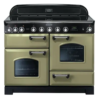 Rangemaster CDL110EIOG/C Classic Deluxe Olive Green with Chrome Trim 110cm Induction Range Cooke