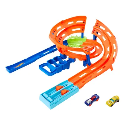 Toy Car Track Set, Whip Around Raceway, Toy Cars in 1:64 Scale, Easy Storage, HTK17