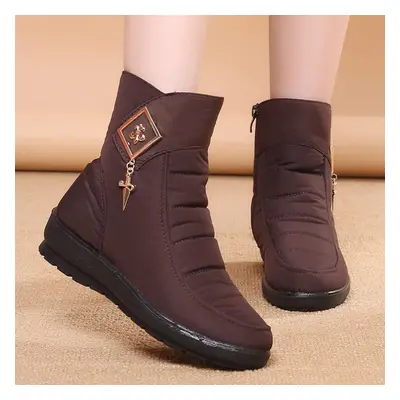 (brown, 40) Waterproof Women Boots Winter Snow Boots Female Comfort Lightweight Warm Fur Warm Wi