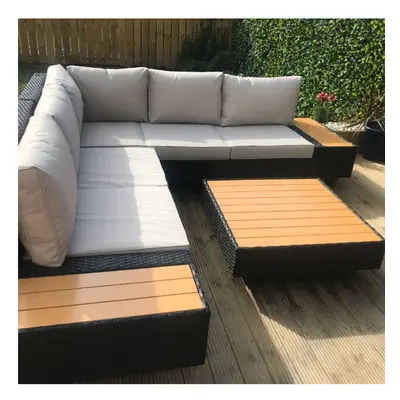 Luxury Garden Furniture Large Corner Sofa Set Lounge Rattan Patio Table Couch