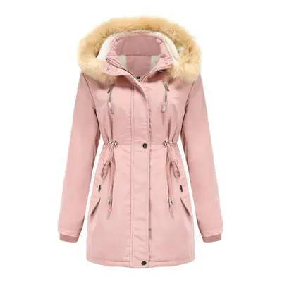 (pink, M) Women&apos;s Fashion Solid Colour Autumn And Winter Cotton Loose Cotton Clothes Remova