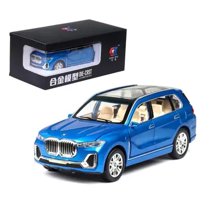 (blue, 1/24-20.5x8x7cm) 1:24 Scale X7 Alloy Diecast Car Model, Pull Back Toy Vehicles With Sound