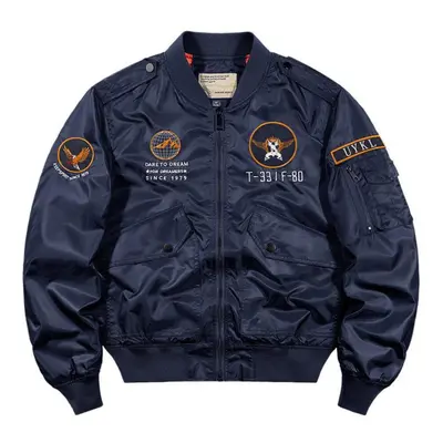 (blue, M) Jacket Plus Size Stand Collar Plus Size Flight Jacket Baseball Collar Baseball Jersey 