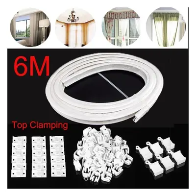 6m Curtain Track Rail Bendable Top Clamping Track Curtains Pole Accessories Straight Track Windo