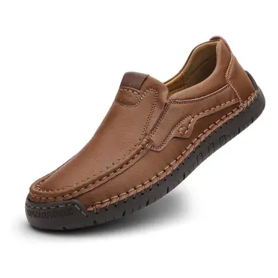 (light brown, 44) Handmade Genuine Leather Men&apos;s Casual Shoes Comfortable And Breathable Mo