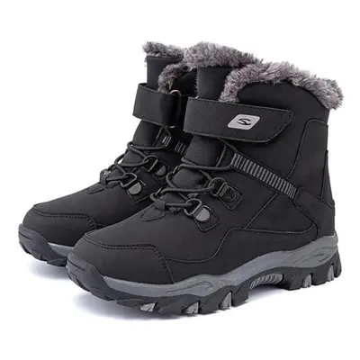 (black, 35) High Quality Boys Winter Snow Boots New Platform Warm Cotton Shoes Anti -slip Rubber