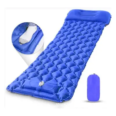 (blue, 190X58X5.5cm) Inflatable Mat Camping Sleeping Inflating Self Mattress Bed Air Pillow Hiki