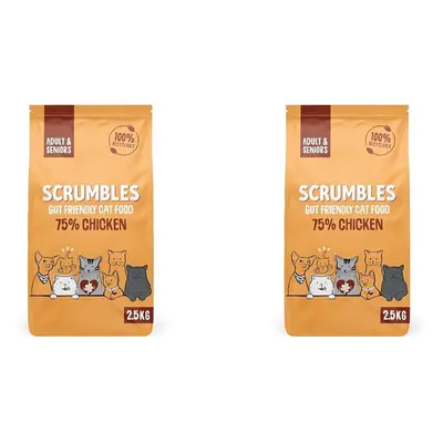 (2.5 kg (Pack of 2)) Scrumbles All Natural Dry Cat Food with 75% Chicken, High Protein Food For 