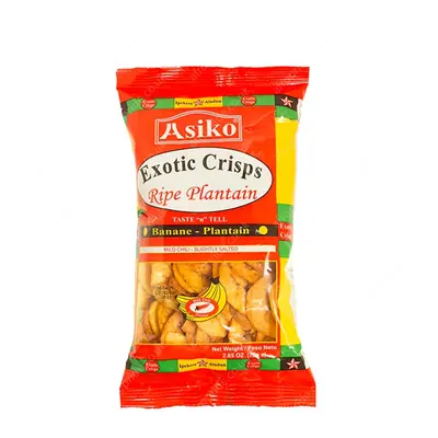 (24) Asiko Exotic Crisps Ripe Plantain Mild Chilli 75g