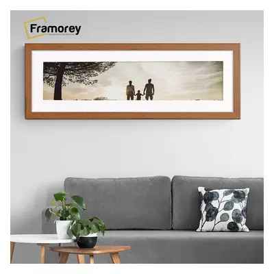 (Walnut With White Mount, 26x10" Pic (30x14" Frame)) Panoramic Size Walnut Picture Frame Photo F