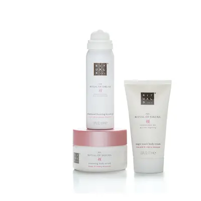 Gift Set For Women from The Ritual of Sakura - Foaming Shower Gel, Body Scrub & Body Cream - Wit