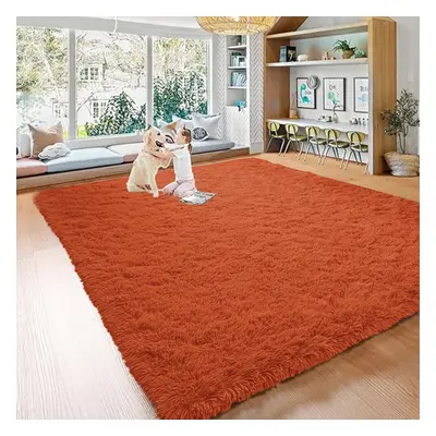 (200cm x 290cm (6ft 8" x 9ft 7"), Orange) Extra Large Rug Soft Shaggy Living Room Carpet Mat