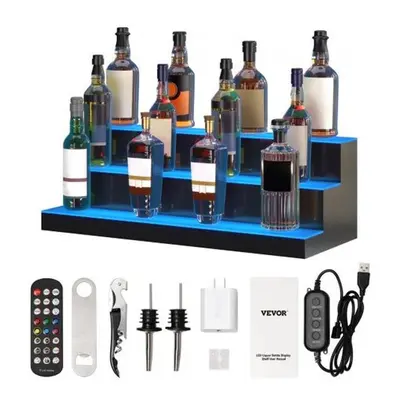 Vevor ZTXJPLED330RF57F4V1 in. 3-Step LED Lighted Liquor Bottle Display Bar Shelf RF & App Contro