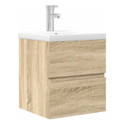 vidaXL Piece Bathroom Furniture Set Sonoma Oak Engineered Wood